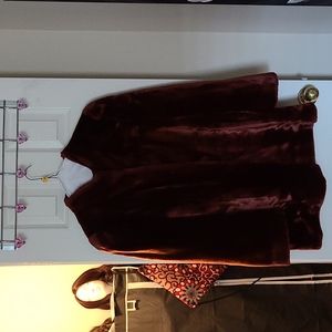 Vintage Sasson Fur Coat, Burgundy Size 10